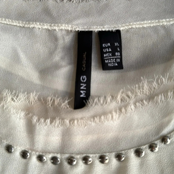 mango MNG CASUAL sleeveless raw edge studded layered top cream color size XL - Picture 6 of 10
